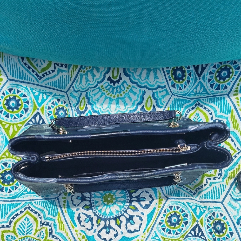 Kate Spade Blue and White Shoulder Bag with Floral Design - Picture 10 of 14